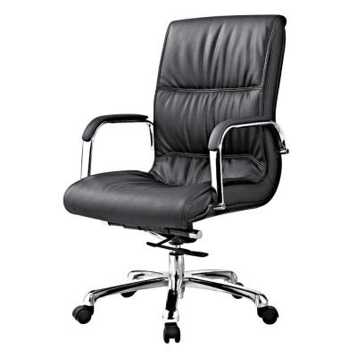 China Office Chair Manager Boss Executive Office Chair Ergonomic Swivel (Height) High Back Soft Leather Metal Base Armrest Adjustable for sale