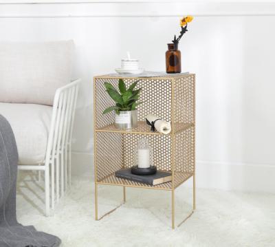 China Nordic Convertible Mini Wrought Iron Nightstand Bedroom Storage Shelf Living Room Storage Shelf Floor Shelf for sale