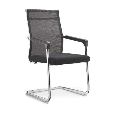 China No Wheel All Mesh Office Chair Fixed Base No Wheel Armrest Conference Meeting Room Chair Home Study Computer Chair for sale