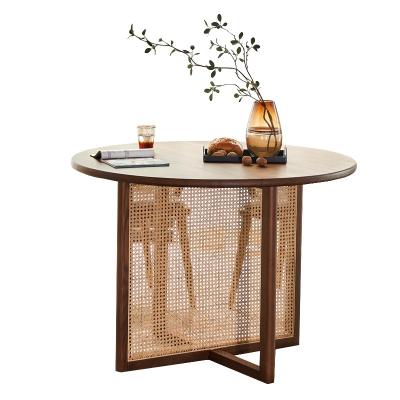 China Wholesale Cheap Modern Retro Leisure Solid Backrest Ash Wood Rattan Hotels Cafe Nordic Dining Table for sale