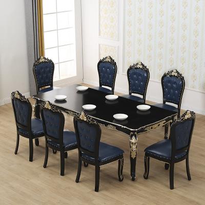 China 2022New Model European Style Solid Wood Champagne Golden Square Dining Table Modern Set for sale