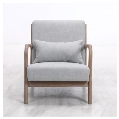 China Modern Nordic Solid Wood Sofa Chair Comfortable Fabric Leisure Single Frame Living Room Chair With Armrest Accent Chair For Living Room for sale