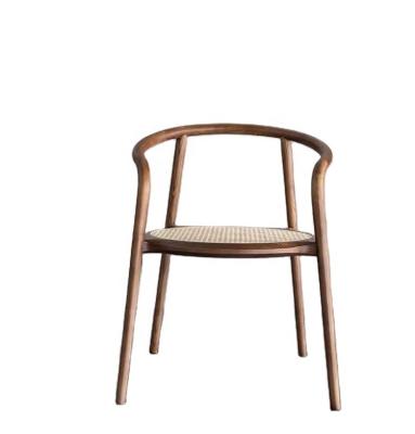 China New Nordic Modern Light Living Room Restaurant Cafe Restaurant Solid Wood Rattan Weave Luxury Chinese Modern Dining Chair for sale