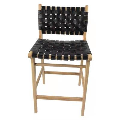 China 2022 Modern Nordic modern wooden weave barstool stools PU bar kitc hen outdoor umpire chairs for sale