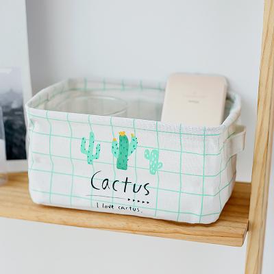 China Wuyue New Sustainable Cotton And Cactus Series Folding Square Desktop Storage Canvas Box for sale