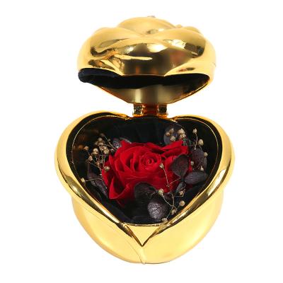 China Romantic Dried Fresh Preserved Flower Fresh Preserved Rose Ring Box Mother's Day Birthday Gifts Valentine's Day 4.1*4.1*3.5 for sale