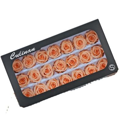 China Culinan Occasions All Crafts 2-3Cm Decorative Orange Eternal Flower Immortal Preserved Roses Heads For Festival Home Decoration 2-3cm for sale