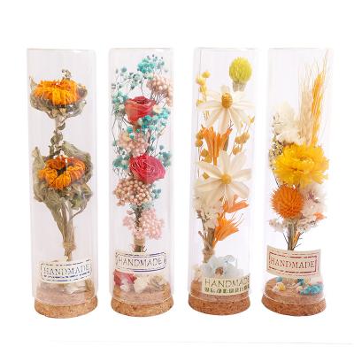 China Mother's Day Gift Glass Test Tube Dried Flower Natural Flower Ornament Sunflower Rose Baby's Breath In Birthday Wish Box 20210409-2 for sale