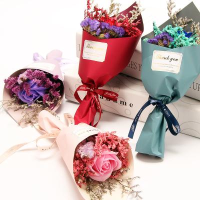 China Natural flower dry flowers with simulation soap flower mother's day gift rose wedding decorations rose simulation bouquet dry flower bouquet for sale