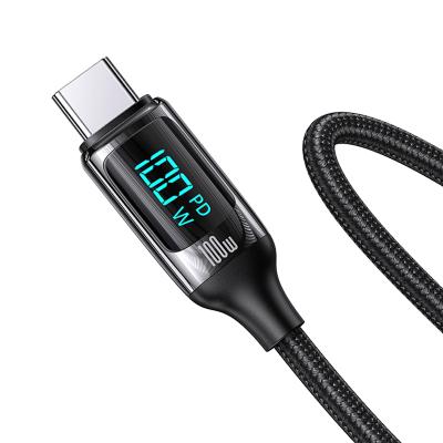 China 2021 New Product 100W Big Output USAMS Super Charge Type C To Type C Fast Charging Cable With Digital Display For Phone Tablet for sale