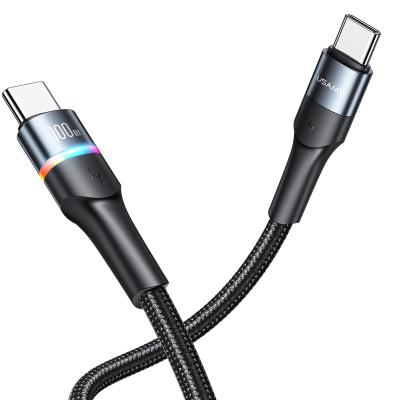 China Support PD Fast Charging New Design 5A Tablet/Phone USAMS PD 100W Type C To Type C 100W PD Fast Charging Cable With Colorful Light for sale