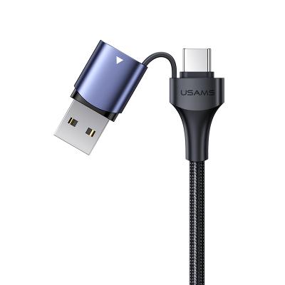 China 3 Device Charging In Sync USAMS SJ549 3A High Speed ​​3 In 1 Cord Fast Charging USB A+C To Triple Prime Universal Data Cable 1.2M for sale