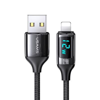 China Wholesale Mobile Phone USAMS Digital Display Cable Charger Data Cable For iPhone for sale