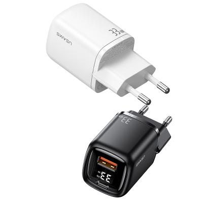 China For Travel Real Time Chargers 33W Adapter Power Plug EU Wall Charger Iphone USAMS Digital Display QC Palladium Quick Chargers for sale