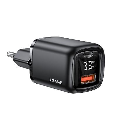 China For Iphone USAMS Fast Charger 33W QC+PD Digital Display Charger A+C Fast Charger for sale