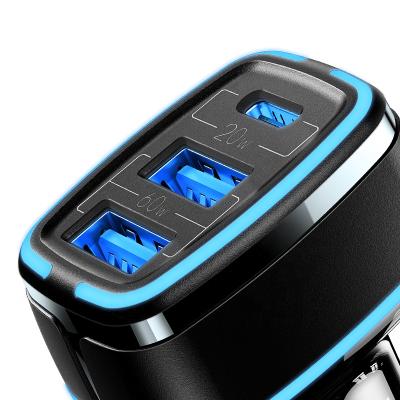 China Newest 80W 2A+1C Fast Car Fast Charging USB Charger USAMS CC126 Fast Car Charger Electric Car Charger For iPhone IPad Macbook for sale