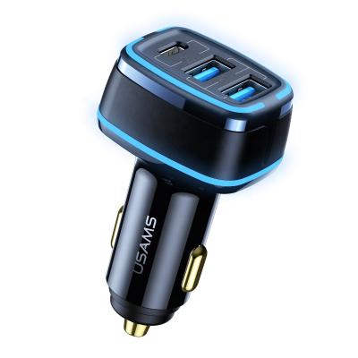 China USAMS CC126 Wholesale Price 80W 2A+1C Fast Car USB Charger Electric Car Fast Charging Car Charger For iPhone IPad Macbook for sale