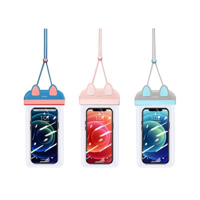 China HOT Universal Clear Transparent Cell Phone Pouch Universal Clear Transparent Pocket Anti-fall USAMS IPX8 Water Bottom Dry Waterproof Mobile Phone TPU for sale