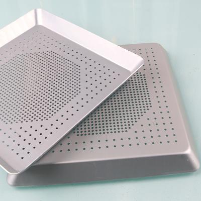 China Household 15 Inch Square Pan Aluminum Pizza Pan Perforated Pan Anodized Non Stick Coating for sale