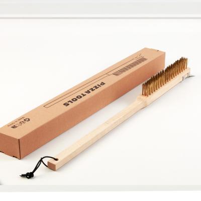 China Sustainable 60cm Handle Pizza Oven Pizza Brush Wood Wire Brush Cleaning Tool Wood Wire Brush Cleaning Tool for sale