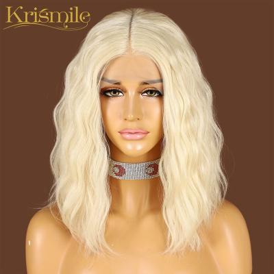 China Synthetic Lace Front Wigs Regular Wave Krismile Short Bob 613 Color Water Wave Wigs For Women Cosplay Summer Hair Daily High Temperature Party for sale