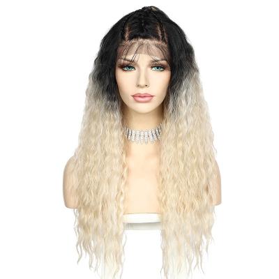 China Ombre Curly Natural Black Blonde Curly Hair Wigs Wholesale Price Synthetic Wigs Lace Front Synthetic Braided Wig for sale