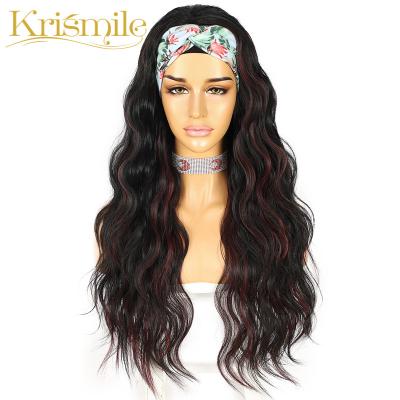 China Silky Straight Kinky Curly Wig Burgundy Hairband Wave Party Long Daily Vacation Travel Vacation No Gel Glueless Wigs For Women Drag Free Queen 2 Bands for sale