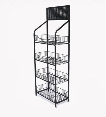 China Single Sided Customized Supermarket Shelves Freestanding Metal Display Stand Floor Display Shelf Supermarket for sale