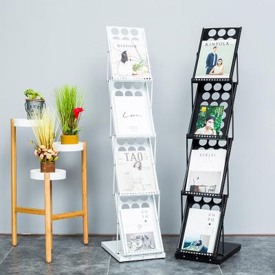 China Display Products To Attract Store High Quality Magazine Stand Floor Display Stand Promot Customers And Sales Foldable Metal Racks Multi-Layer Newspaper Advertising Book Shelves for sale