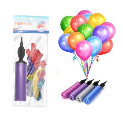 China Eco-friendly factory wholesale manual balloon pump set metallic color balloon and hand held balloon pump for sale