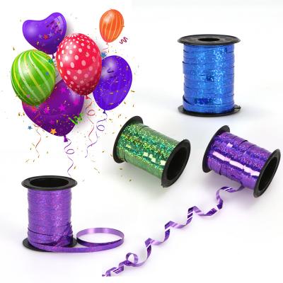 China Beautiful Wholesale Laser Glitter Metallic Curling Balloon Ribbon For Gift Box Packing Rope Ribbon for sale