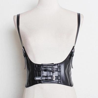 China Fashion Womens PU Women's Lingerie Harness Bady Suspender Belt Shirt-front Sexy Adjustable Punks Suspender for sale