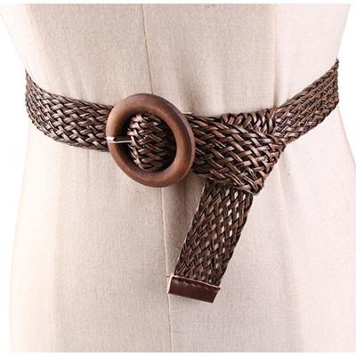 China Latest Design 2021 New Style Retro Belt Decorative Wide Ethnic Hollow Decoration Braided Belt For Woman for sale