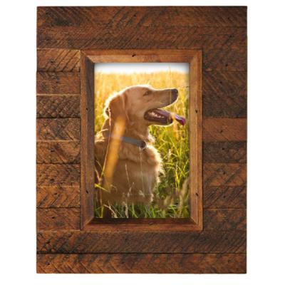 China Luxury Wood Picture Frame Plank Wood Design with Rustic Brown, Wall Mounting or Tabletop Display, Handmade Picture Frame for sale