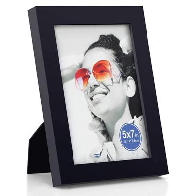 China Luxury 5x7 Inch Picture Frame Made Of High Definition Solid Wood Glass For Table Top Display And Wall Mount Photo View Black for sale