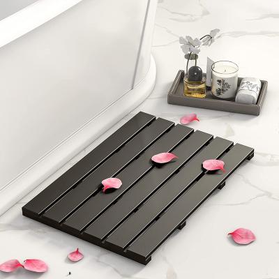 China Sustainable Wood Bamboo Bath Shower Mat Bathroom Floor Waterproof Non-slip Large Mat For Indoor Outdoor for sale