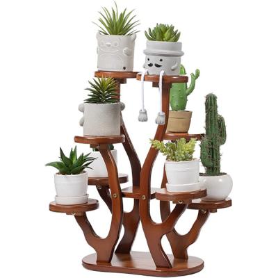 China American Style Plant Stands 8 Pottred Flower Pot Holder Corner Balcony Balcony Living Room Multi Shelf Indoor Plant Rack for sale