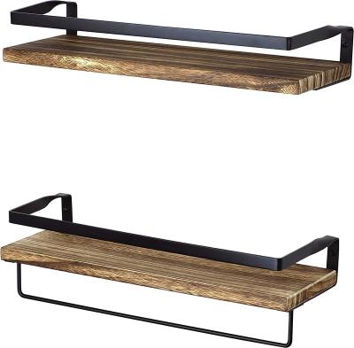 China Rustic Rustic Floating Wall Shelves with Rails - Decorative Storage for Kitchen, Bathroom, and Bedroom - Stylish Modern Shelving for sale