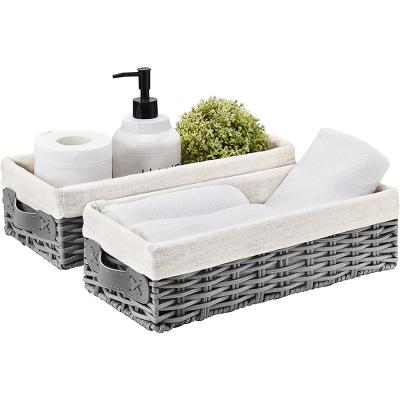 China Viable wicker baskets with liner for storage, 2 pack decorative woven storage baskets for organizing, toilet paper basket storage for sale