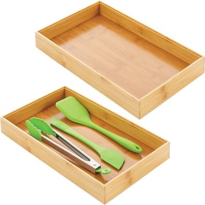 China 8 Pcs Drawer Organizer Utensil Tray Kitchen Storage Box 4-Size Dividers Cutlery Holders Viable Bamboo Soft Bin Containers for sale