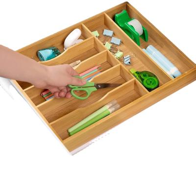 China Sustainable Wooden Luxury Bamboo Kitchen Drawer Organizer - Silverware Organizer and Cutlery Tray with Fluted Drawer Dividers for Flatware for sale