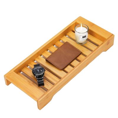 China Sustainable Wooden Bathroom Tray, Countertop Toilet Tank Storage Vanity Topper Toilet Tray Decor Bamboo Bathroom Vanity Organizer for Soa for sale