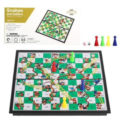 China Custom Kids Game Eco-Friendly Family Learning Magnetic Foldable Board Game Snake and Ladders Game Set -20 Inches for sale