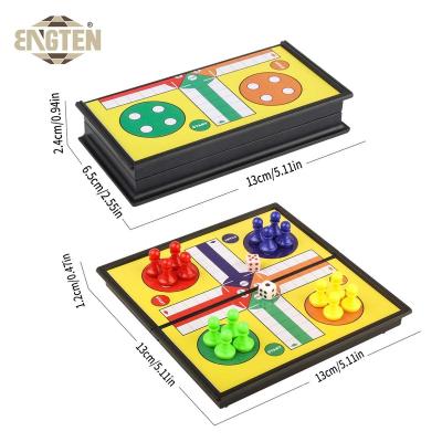 China Eco-Friendly Custom Play Outdoor Indoor Foldable Board Game Set Magnetic Plastic Ludo Chess Pieces for sale