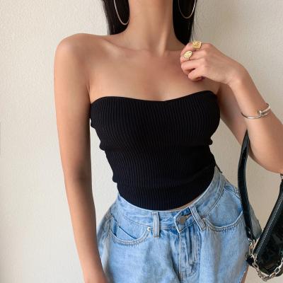 China Anti-pilling off the shoulder women summer top sexy strapless wear vest brief female paragraph the dew shoulder top for sale