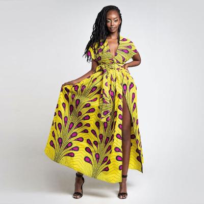 China Anti-Static Dresses Women African Styles African Print Fashion Dresses Yellow African Dress for sale