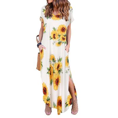 China 2021 New Women's Floral Print V-neck Cutout Anti-Static Ruffle Mini Boho Dress for sale