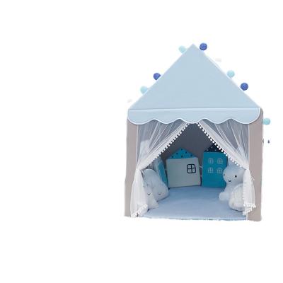 China Toy Kids Princess Castle Pink Inflatable Playhouse Fairy Tale Playhouse Wooden Blue Wooden Tent Firm Set Hold Colorful Yarn Ball Lamp for sale