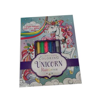 China Art Glitter Picture Book Set Case Glue Silver Kaleidoscope Suppliers Bright Markers And Coloring Unicorn Rainbows 50*25*31cm for sale