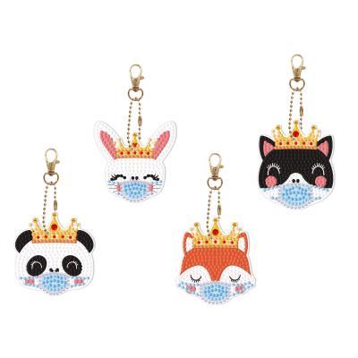 China Diamond Painting Keychain Set Cartoon Penda Pikachu Animal Series 5D DIY Full Metal Drill for Art Craft Key Ring Decor for sale